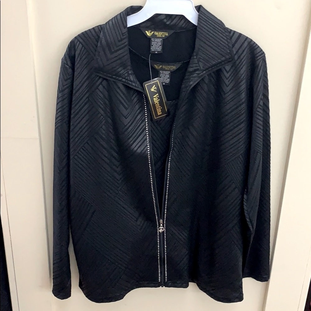 Black cami/jacket with collar & silver zipper